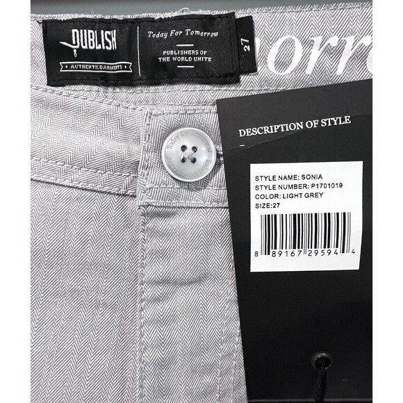 Publish Pants Women Size 27 Light Grey Cotton Straight Leg Mid Rise Relaxed - Picture 6 of 10